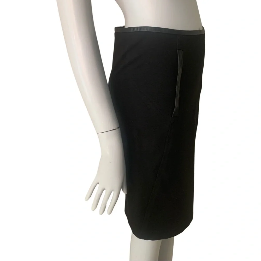 VINCE Black Ponte Knit Pencil Skirt Stretch Size 0